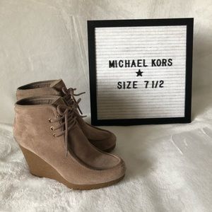Michael Kors taupe suede/rubber booties